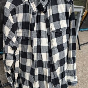Women's Black and White Checkered Button Down Shirt